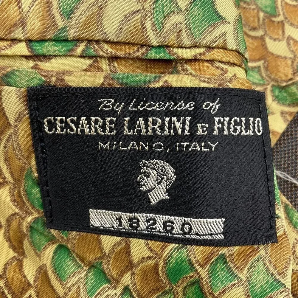 Cesare Larini Figlio Blazer Men 42 Brown Blue Geometric Stripe‎ 50s 60s USA VTG